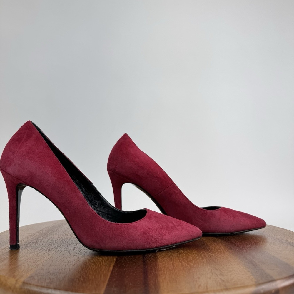 Womens The Kooples Red Suede Slip On Pointed Toe Stiletto Heels Size EU 39‎